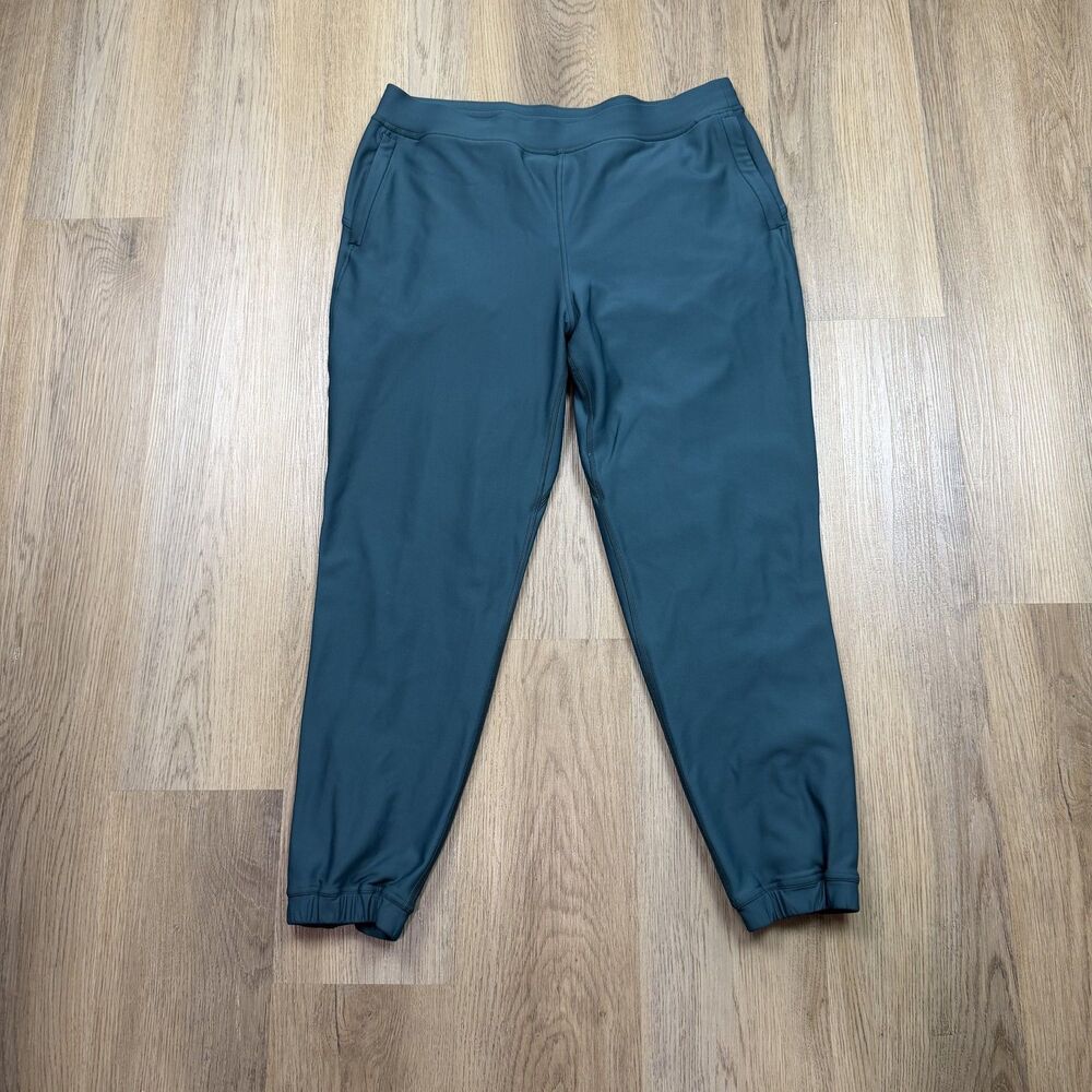 Lululemon Jogger Pants Womens 14 Blue Fleece Lined Zip Ankle Running Athletic